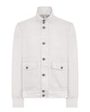 Oatmeal Milk Soil Alcamo Button Closure Bomber Jacket