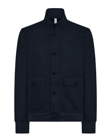 Navy Blue Soil Alcamo Button Closure Bomber Jacket