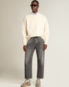 Boxi sweatshirt cotton fleece logo patch Heritage White