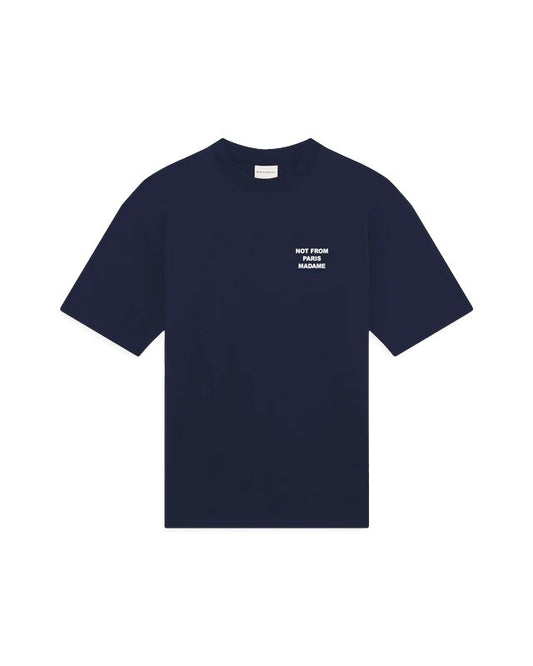 Navy Slogan Cotton Relaxed Fit-Shirt