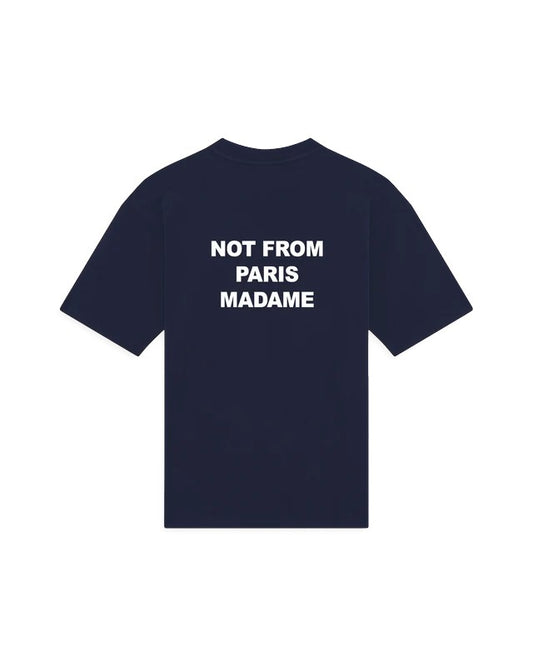 Navy Slogan Cotton Relaxed Fit-Shirt