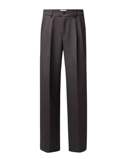 Leek Wide Relaxed Fit Pleated Trousers Brown