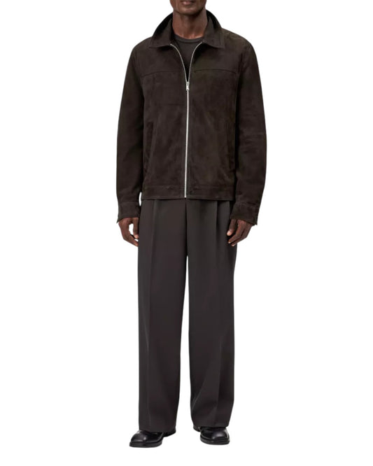 Leek Wide Relaxed Fit Pleated Trousers Brown