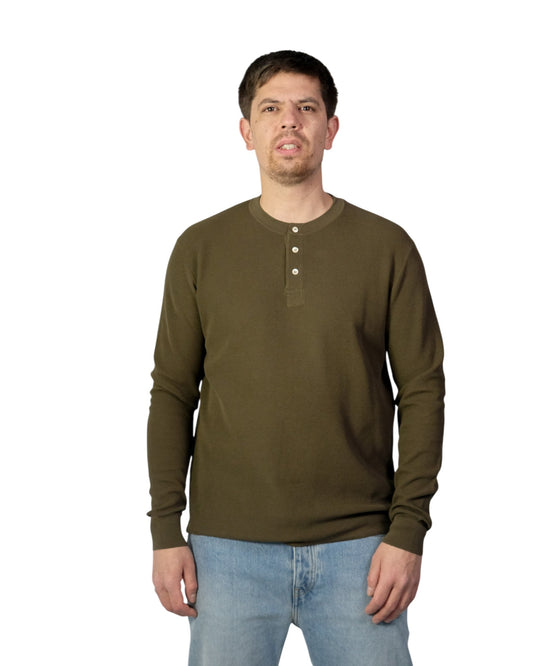 Aspesi M830 Cotton Henley Pullover Military Green