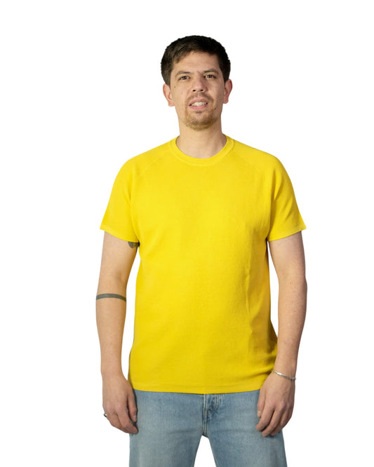 Aspesi M831 Microwaffle Knit T-Shirt Yellow