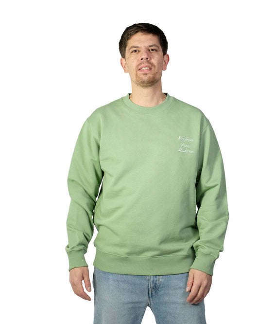 Drôle de Monsieur Le Sweatshirt Slogan Calligraphy Light Green