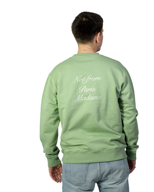 Drôle de Monsieur Le Sweatshirt Slogan Calligraphy Light Green