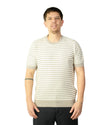 Dusty Grey Cream Striped Knitted Cotton Linnen T-Shirt