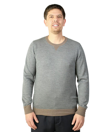 Grey Melange Wool Silk Blend Pullover