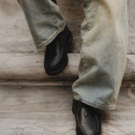 Malo Moc-toe Tumbled Leather Black