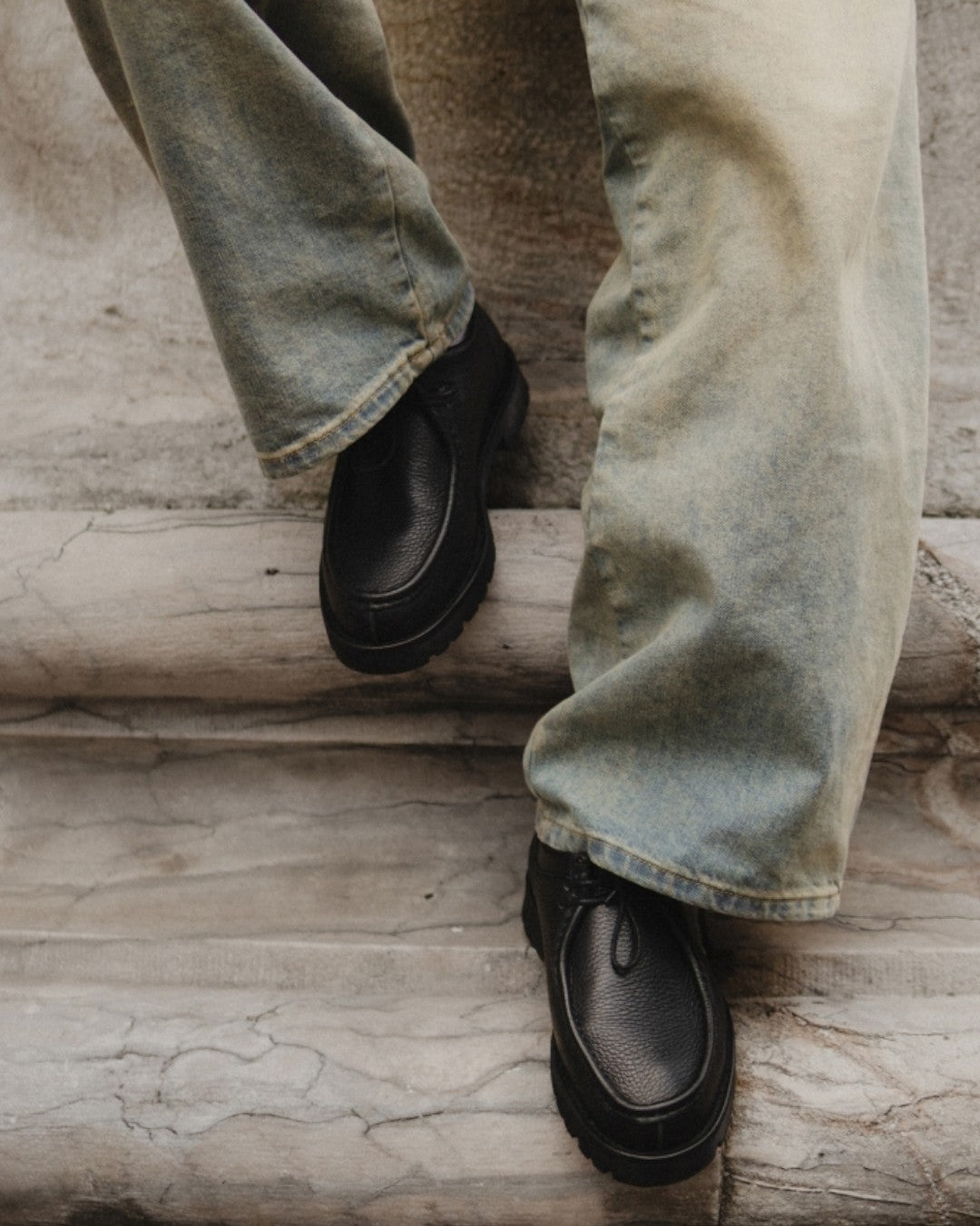 Malo Moc-toe Tumbled Leather Black