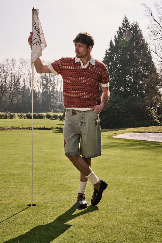 Drôle de Monsieur Le Short Jean Dusty Brode Fleurs