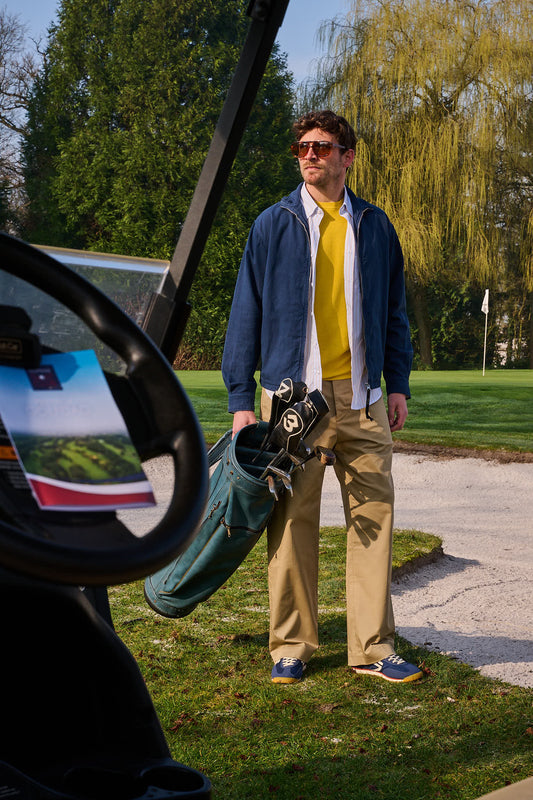 Yellow Knitted Microwaffled Roundneck T-shirt