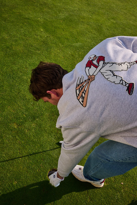 Light Grey Marl At Bat Sweater