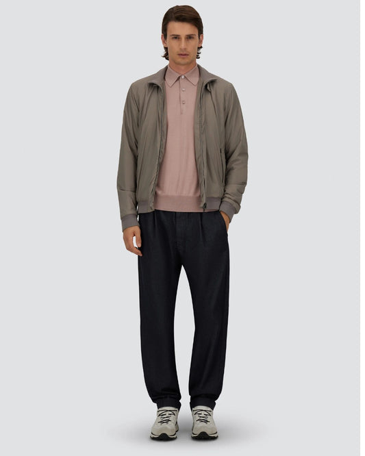 Herno Ecoage High Collar Bomber Jacket Dove Grey