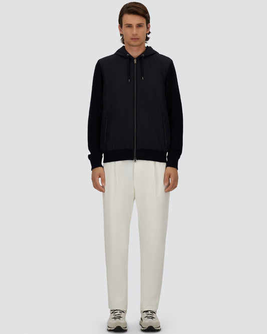 Herno Pique Knit and Nylon Jacket Navy Blue