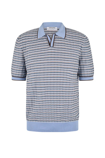 Ice Blue Striped Knitted Cotton Skipper