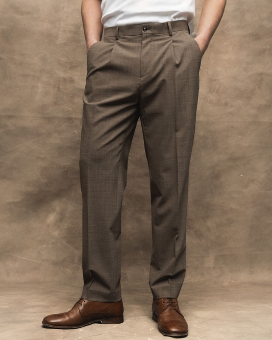 Falcon Beige Jones Pleated Regular Fit Pants