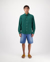 Botanical Green Konga Crinkle Cotton Shirt