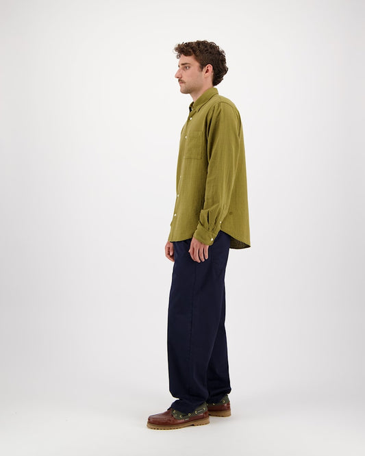 Khaki Konga Crinkle Cotton Shirt