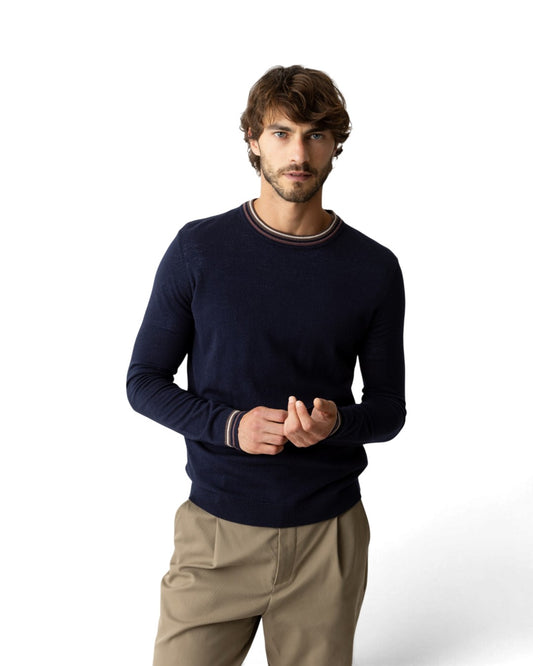 MMGAdam Contrast Crewneck Pullover Navy