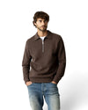 MMGAbel Half Zip Polo Sweater Chocolate Brown Melange