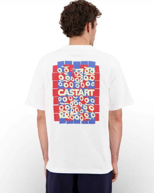 White Mirage Woven Cotton Graphic T-shirt