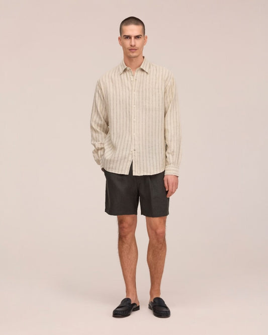 NN.07 Gregor 1454 Linen Shorts Dark Army