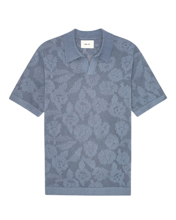 Stone Blue Ryan Flower Lightweight Cotton Polo
