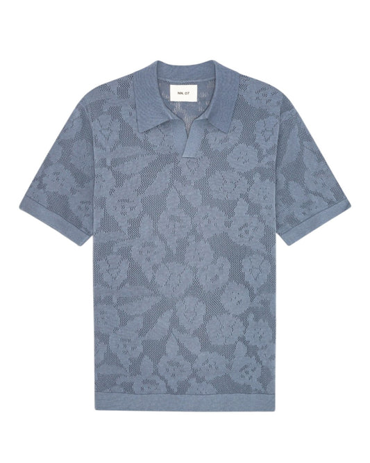 Stone Blue Ryan Flower Lightweight Cotton Polo