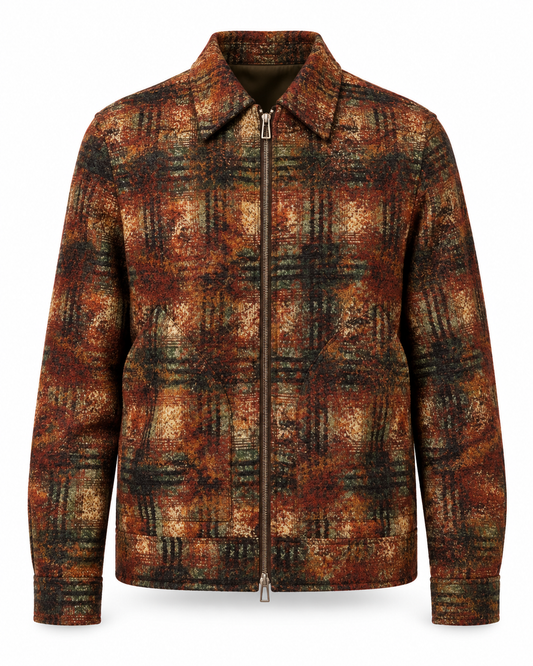 Paul Smith Rust Textured Check Zip Overshirt