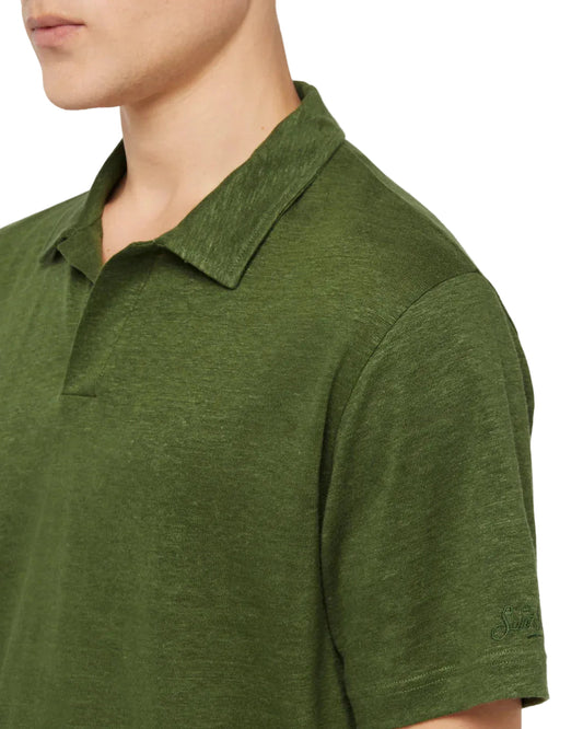 MC2 Saint Barth Fraser Linen Polo Military Green