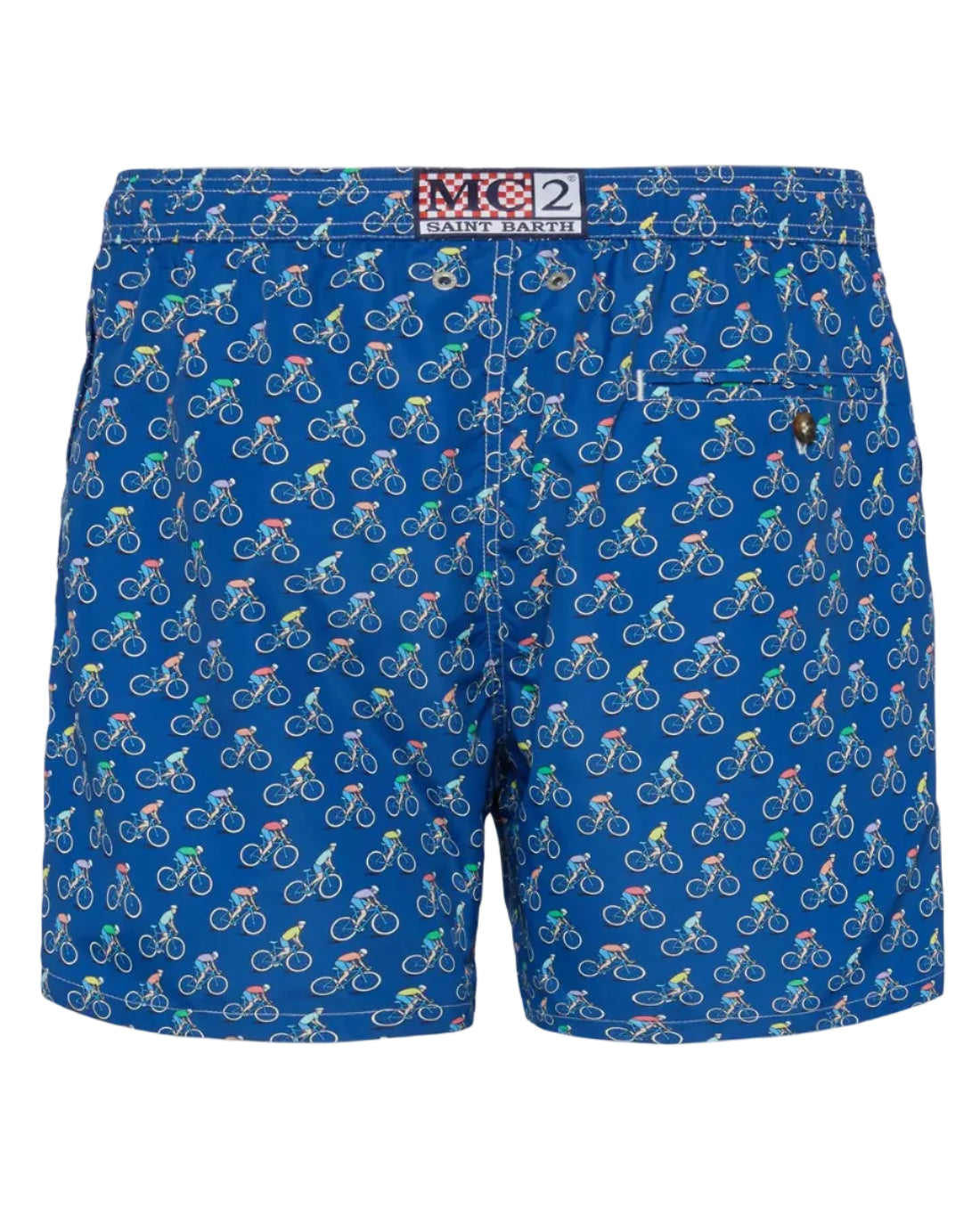 Achterkan van MC2 Saint Barth Lighting Bikers zwemshort voor heren met fietsersprint op navy ondergrond bij Checkpoint Mol