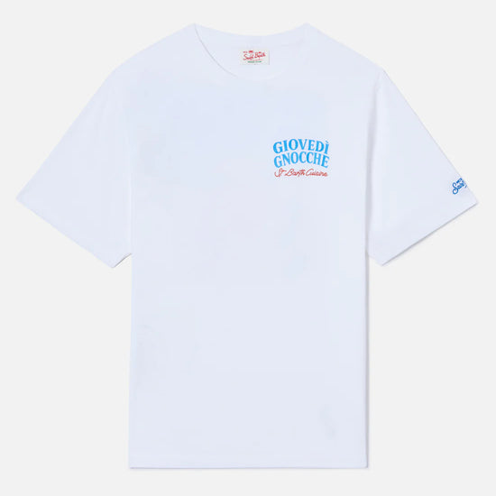 voorkant van packshot MC2 Saint Barth Giovedì Gnocche heren T-shirt met grappige Italiaanse backprint bij Checkpoint Mol