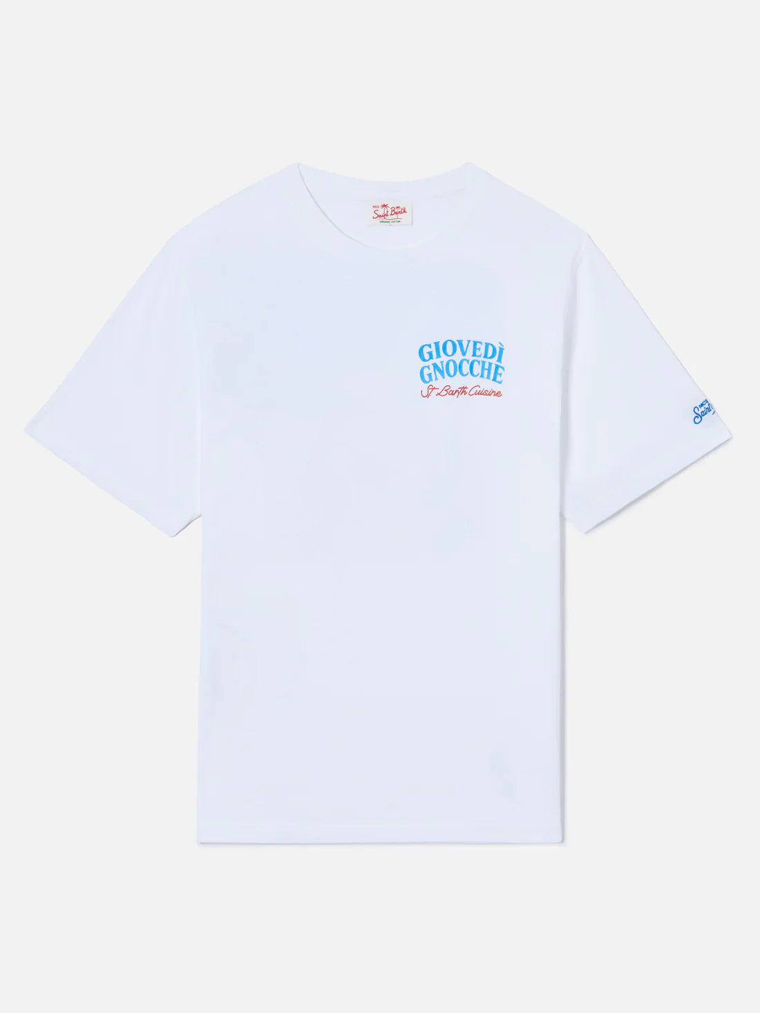 voorkant van packshot MC2 Saint Barth Giovedì Gnocche heren T-shirt met grappige Italiaanse backprint bij Checkpoint Mol