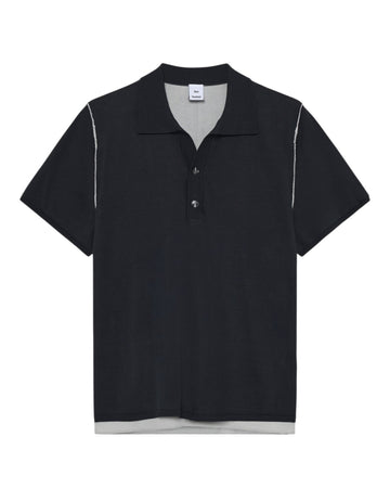 Black Comb Jonas Two Layer Knit Polo