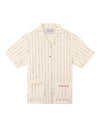 Striped bowling Shirt Linen Ecru