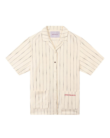 Striped bowling Shirt Linen Ecru