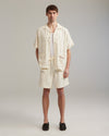 Striped bowling Shirt Linen Ecru