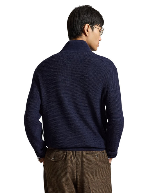 Merino Wool Half Zip Pullover Hunter Navy