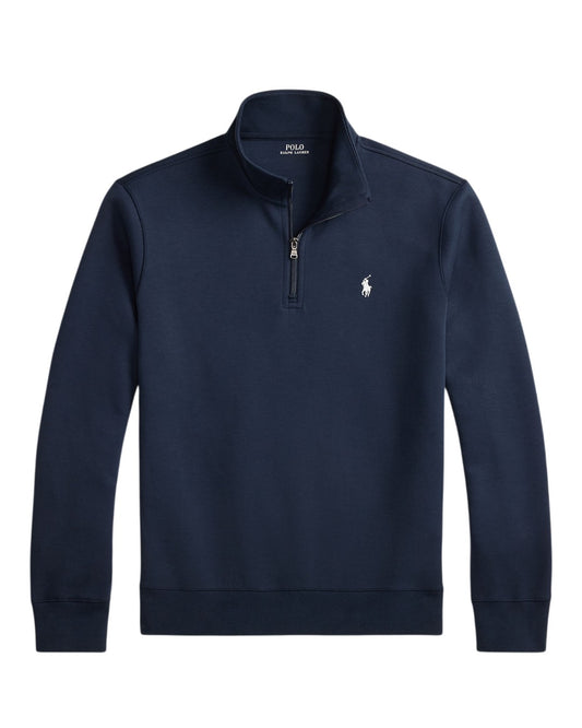 Double Knit Cotton Half Zip Sweater Aviator Navy