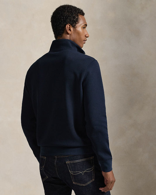 Double Knit Cotton Half Zip Sweater Aviator Navy