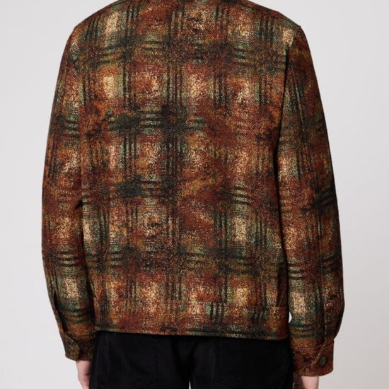 Achteraanzicht van de Paul Smith Rust Textured Check Zip Overshirt
