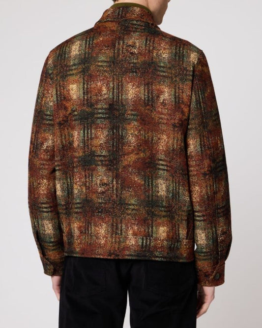 Achteraanzicht van de Paul Smith Rust Textured Check Zip Overshirt