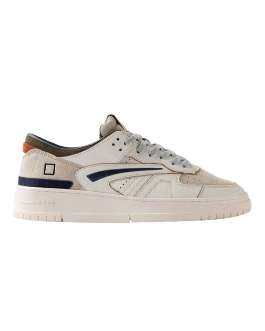 D.A.T.E. Torneo Colored herensneaker White Green in wit leer met groene details