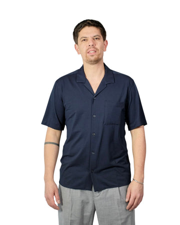 Navyblue Seesucker Bowling Shirt