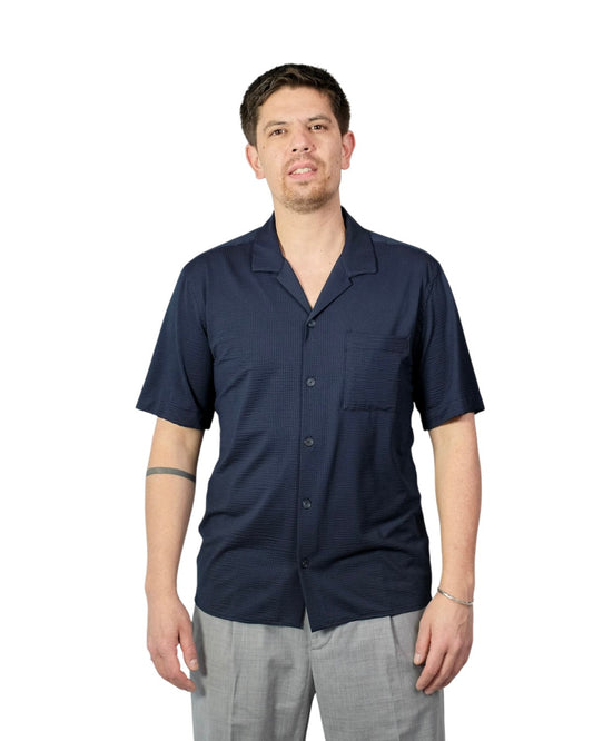 Navyblue Seesucker Bowling Shirt