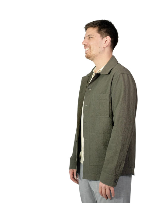 Kakhi Green Seersucker Overshirt
