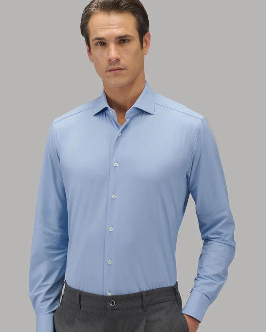 Kraag van Xacus Regular Fit Active Shirt New Light Blue