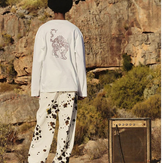 Ampère Ellen Dry Jersey Longsleeve T-Shirt Wit - achteraanzicht met abstracte backprint